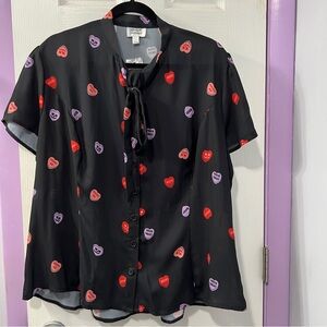 Unique Vintage Creepy Valentines/Halloween Blouse